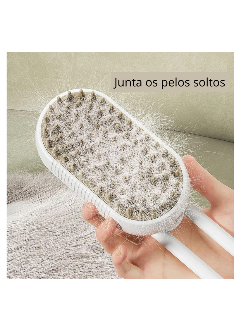 Massager brush - Escova recarregável, à vapor para pentear e massagear os pelos do seu PET, 3 em 1, Spray elétrico auto limpante