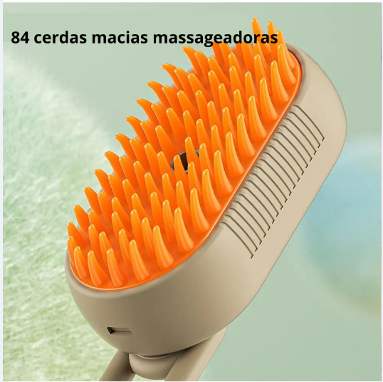 Massager brush - Escova recarregável, à vapor para pentear e massagear os pelos do seu PET, 3 em 1, Spray elétrico auto limpante