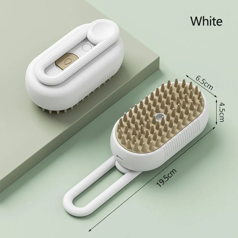 Massager brush - Escova recarregável, à vapor para pentear e massagear os pelos do seu PET, 3 em 1, Spray elétrico auto limpante