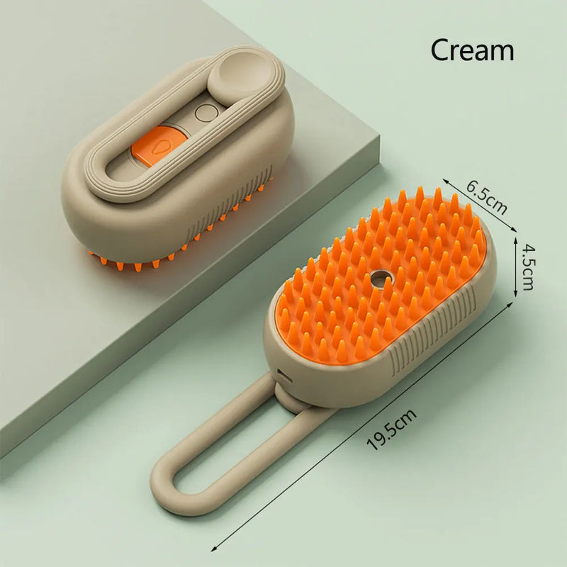 Massager brush - Escova recarregável, à vapor para pentear e massagear os pelos do seu PET, 3 em 1, Spray elétrico auto limpante
